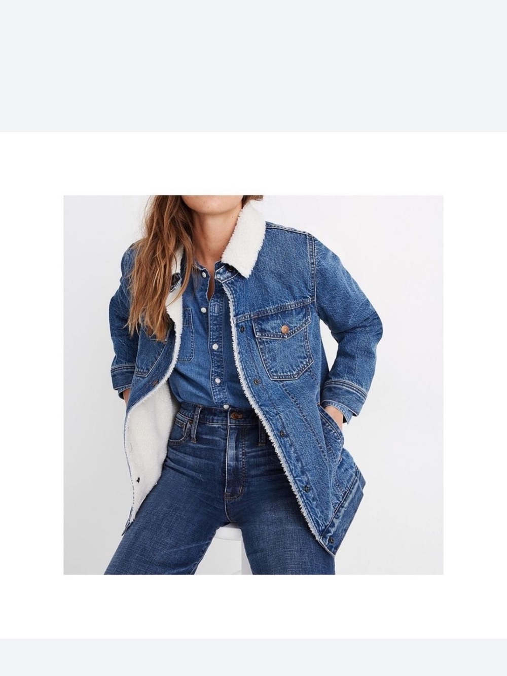 Madewell Blue Denim Sherpa-Trim Jacket